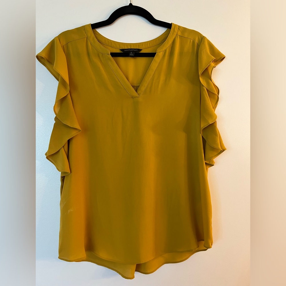 Mustard Ruffle Sleeve Blouse